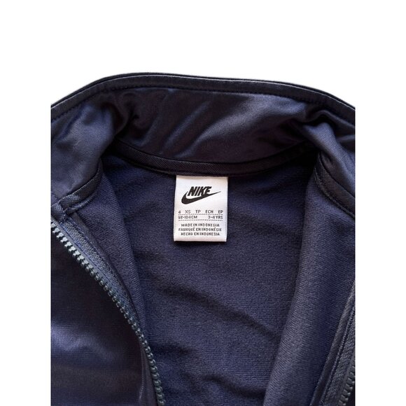 Nike Youth Track Jacket 4Y Navy Blue White Full Zip Logo Tape Sleeves Athletic - Picture 4 of 8